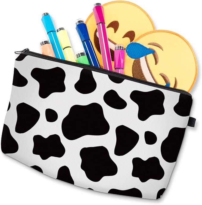Deanfun Cosmetic Bag for Women Trendy Makeup Bags Organizer Travel Waterproof Toiletries Bag Accessories Cow Point Gifts (52558)