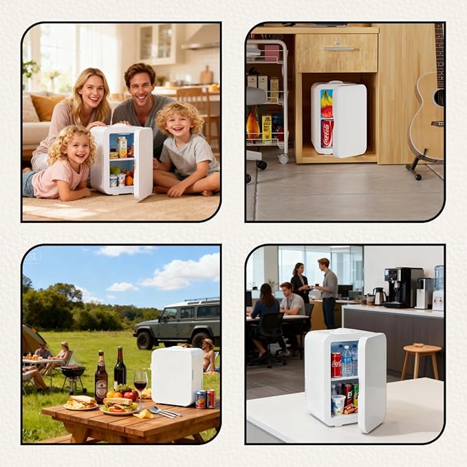 8L Portable Mini Fridge Cool and Warm Dual Function Compact Refrigerator 0-10°C Cooling Up to 65°C Heating Ultra Quiet 28dB AC DC Power for Skincare Drinks Snacks Home Dorm Car Use