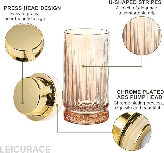 Glass Foam Soap Dispenser, Refillable Foaming Dispenser with Gold Pump, Foam Hand Soap Dispenser for Bathroom Kitchen, Home Decor （Foam Type/Clear）