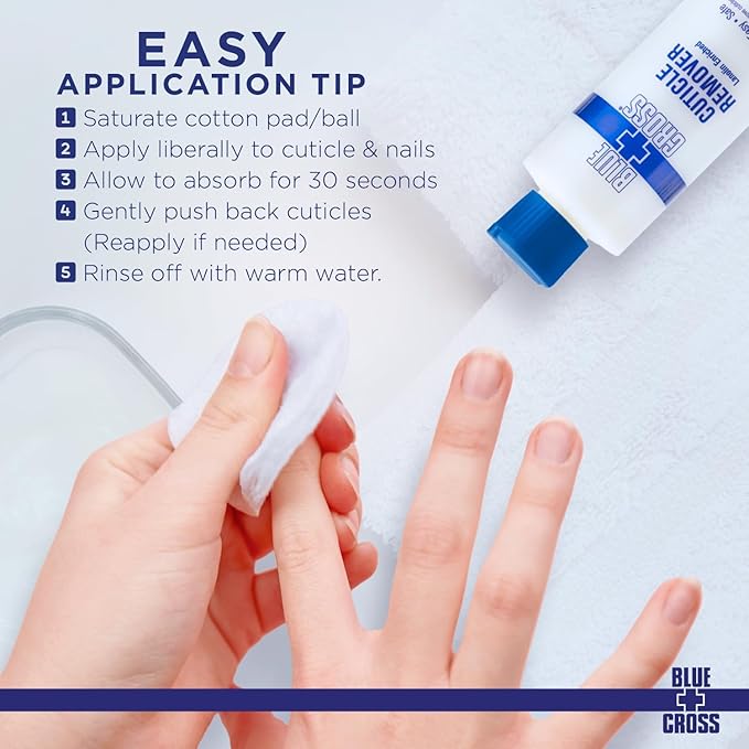Cuticle Remover & Softener Liquid for Nails – Blue Cross Professional Nail Care with Lanolin, Hydrating Treatment for Dry Cuticles & Hangnails, Made in USA, 32oz