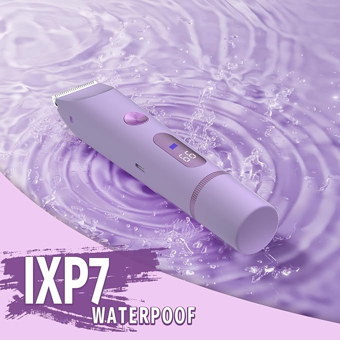 Bikini Trimmer for Women, 2 in 1 Electric Shaver for Women, Rechargeable Electric Razor Body Hair Trimmer Wet & Dry Use, Purple