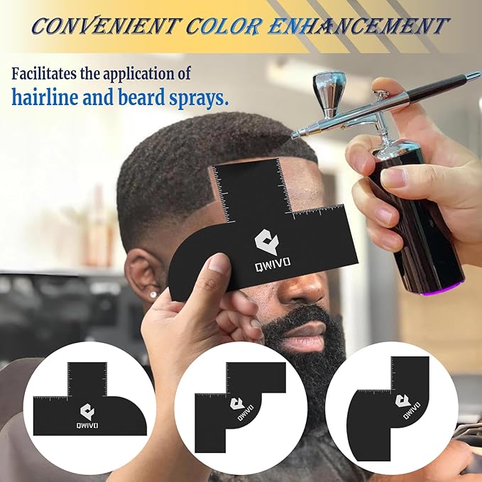 Color Enhancement Barber Card with Measurement indicators, Easy to Clean Hairline Maker for Barber Shape, Reusable Beard Line Up Tool, Color Spray Edge Hair Liner Card (Black-D)