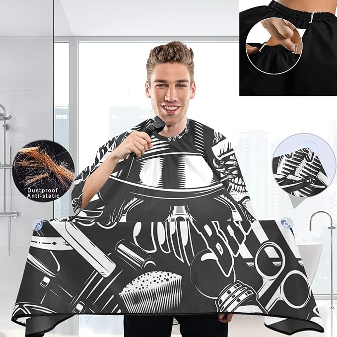 visesunny Professional Barber Cape Polyester Hair Cutting Salon Cape Apron Anti-Static Beard Bib