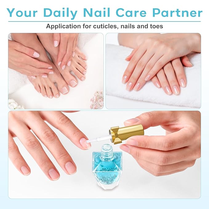 Cuticle Oil, Scented Cuticle Nail Oil Infused with Flowers, Hydrates, Moisturizes, Strengthens, Repairs, Revitalizing Cuticle Oils for Nails Damage Dry Cuticle, Jasmine, 12ml
