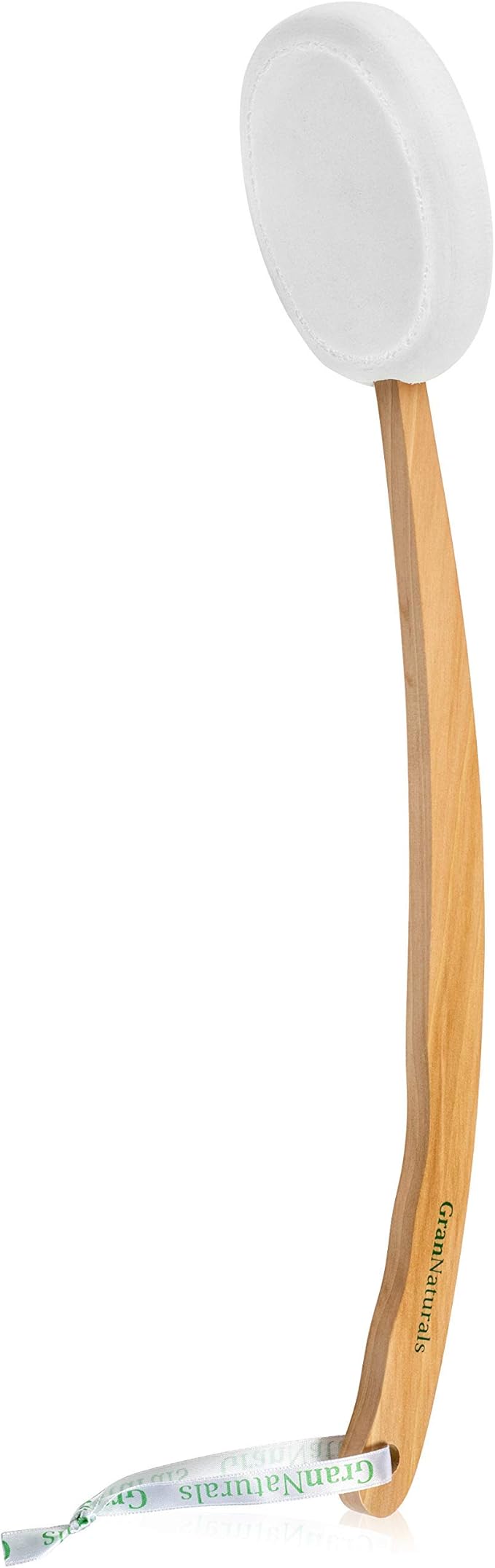 Lotion Applicator for Your Back, Legs, Feet - Sunscreen Applicator - Long Curved Easy Reach Wooden Handle Body Brush for Suntan, Sunless Self-Tanning, Skin Cream, Acne, Body Wash - Elderly Aid