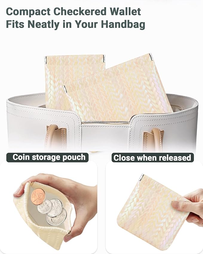 2 PC Pocket Cosmetic Bag for Purse, Lipstick & Coin Storage Purse Organizer Pouches,Small Cosmetic Bag for Women,Holographic Yellow Faux Leather Waterproof, Travel Makeup Pouch & Essentials