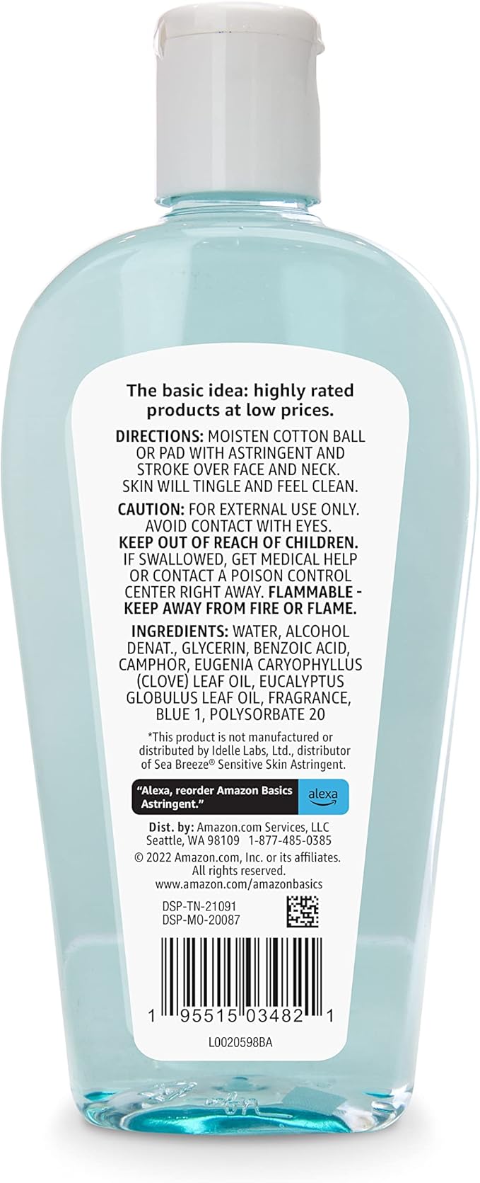 Amazon Basics Original Clean Astringent Skin Cleanser, Fresh Scent, Paraben-Free, 10 Fl Oz (Previously Solimo)