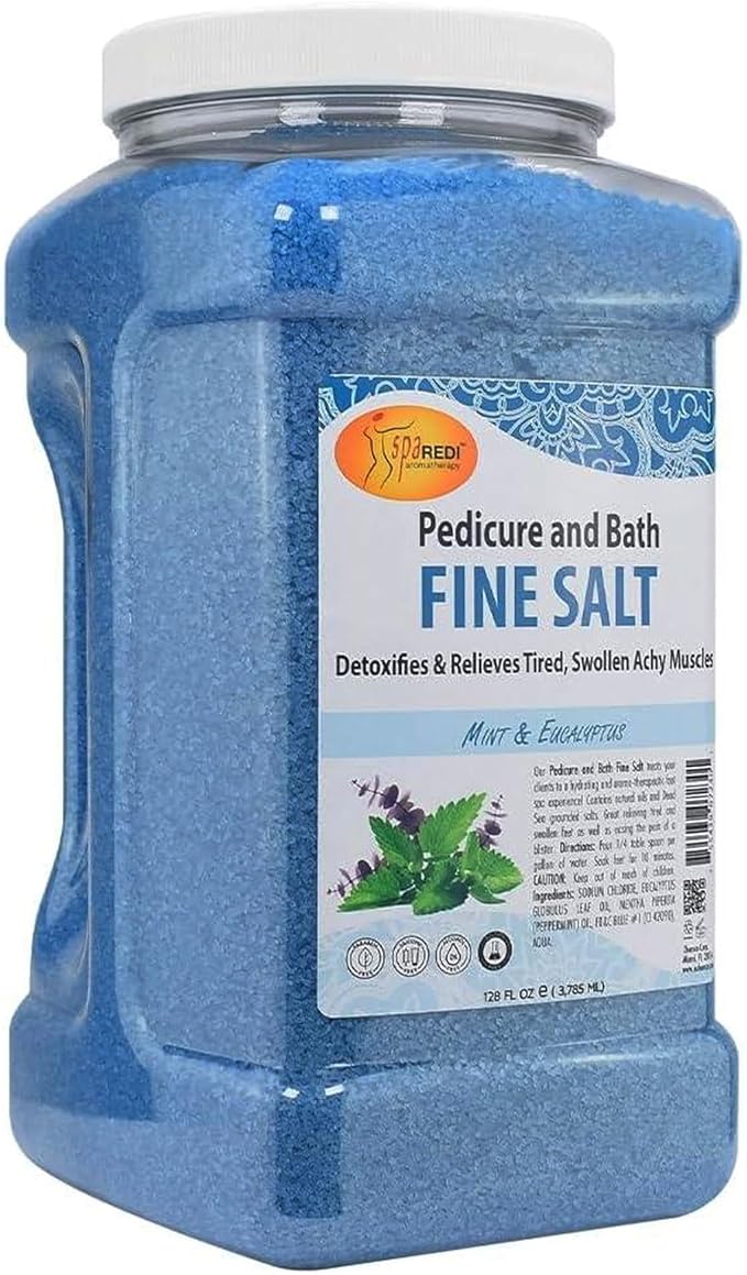 SPA REDI Dead Sea Salt Detox Foot Soak – Professional Spa Enhancer & At-Home Therapeutic Ritual | Beyond Epsom – Authentic Mineral Detox for Deep Replenishment (128 Oz) Mint & Eucalyptus