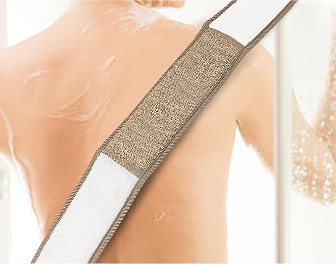 Eurow Beauty Bamboo Back Scrubber, Dual-Sided Exfoliating and Cleansing Shower Strap with Looped Handles, Gentle for All Skin Types, Reusable for Daily Spa-Like Bath Experience, 2-Pack