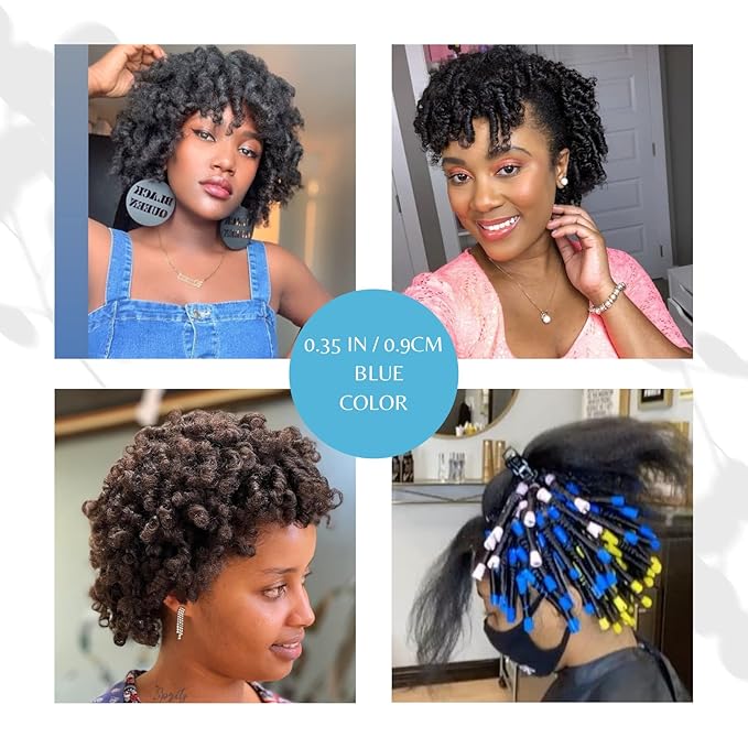 Perm Rods,60 pcs Small Size Rollers for Natural Hair Long Short Hair Styling Tool Curlers 0.35 inch Blue Color