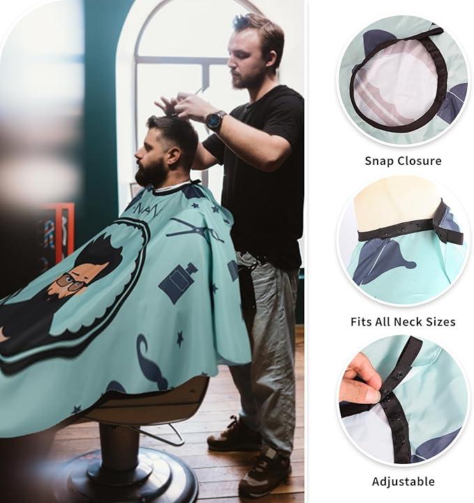 Professional Hair Cutting Cape with Neck Duster Brush, Waterproof Salon Barber Cape with Snaps, Barber Accessories