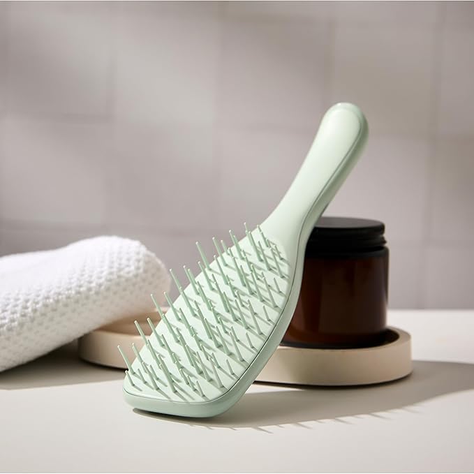 Tangle Teezer Extra Gentle Detangler Hair Brush, with Fewer Bristles for Gentle & Effective Detangling to Minimize Hair Loss & Breakage, Eucalyptus Green