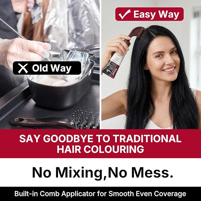 Karseell Hair Dye with Comb Applicator, Maca essence 6-IN-1 Ammonia Free No Mix Hair Color for 100 Percent Gray Coverage Hair Dye, 80ml-Black