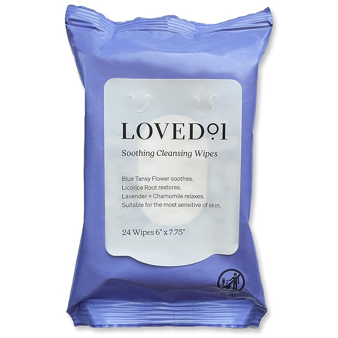 Loved01 Face & Body Cleansing Wipes, John Legend Skincare, Oil Free, No Rinse, Green Tea Extract, Blemish Prone Skin, Lavender Scent, On the Go, Vegan & Cruelty-Free, 24 Wipes