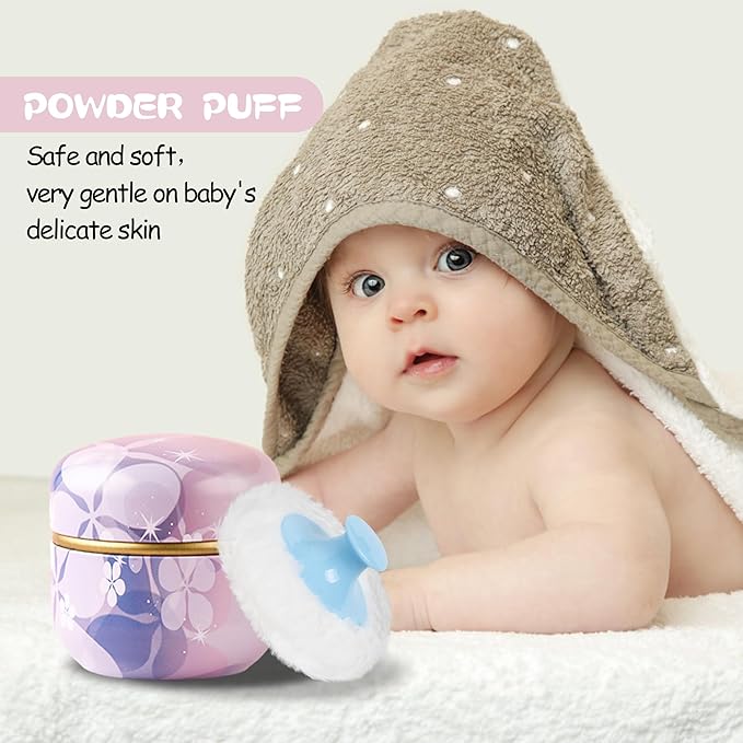 WEMEGA Body Powder Case with Powder Puff Powder Container Tea Box for Baby and Women Powder Puff and Powder Case for Travel (Flower Story1)