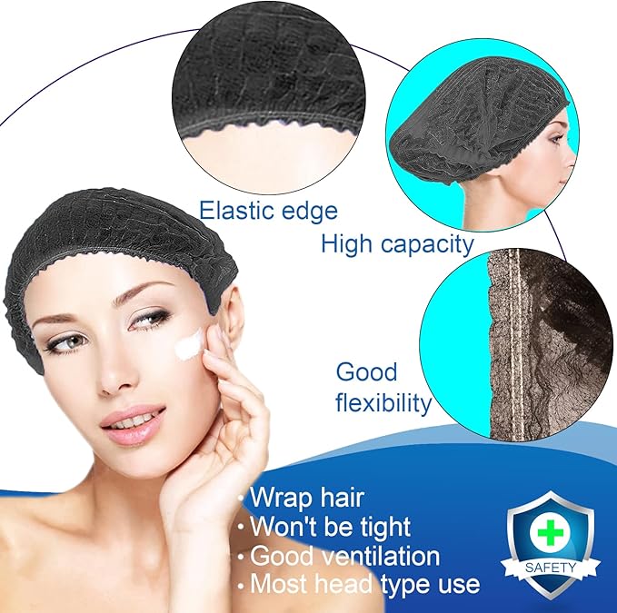 Disposable Bouffant Caps, 21inches Hair Net, Elastic Dust Cap for Food Service, Sleeping Head Cover