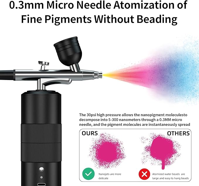 Airbrush Kit Portable Airbrush Air Brush Kit with Air Compressor Airbrush for Nails Airbrush Compressor High Pressure Nail Airbrush Machine Handheld Mini Air Brush Kit (black)