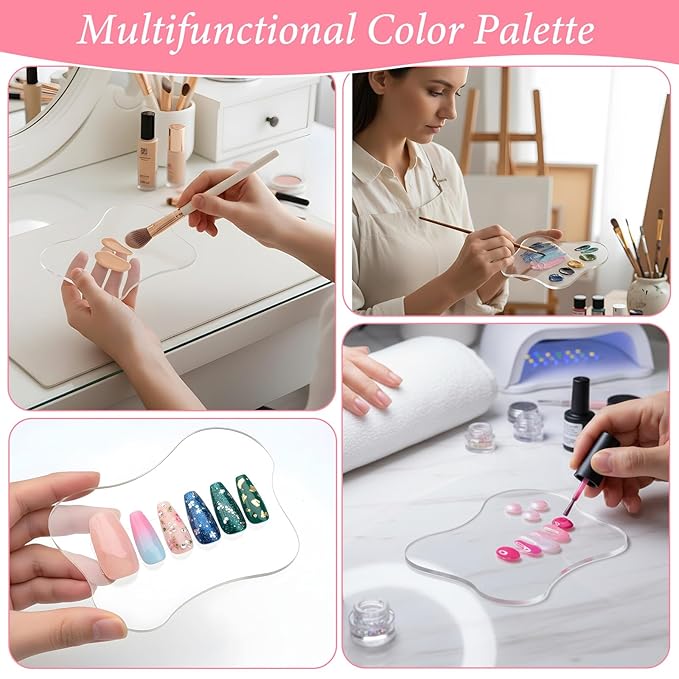 Nail Art Palette Nail Polish Palette Nails Painting Mixed Color Pallet Acrylic Makeup Mixing Plate Cosmetic Mixing Tools for Nails Art Transparent Manicure Tray for Beauty Salon