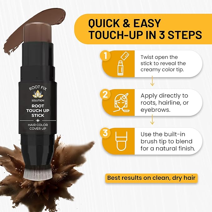 Root Touch Up Hair Color Stick for Gray Coverage - Instant Bald Spot Concealer Stick for Grays and Roots - Professional Salon Quality Hair Cover Up Hair Products for Women/Men (Light Brown)
