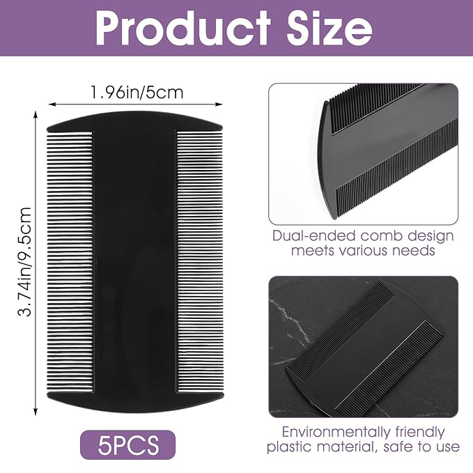5 Pack 3.5" Double-Sided Pocket Comb, Mustache 2 Sides Combs, Dandruff Removal Hair Combs for Men's Beard Mustache Detangling Knots Hair Free