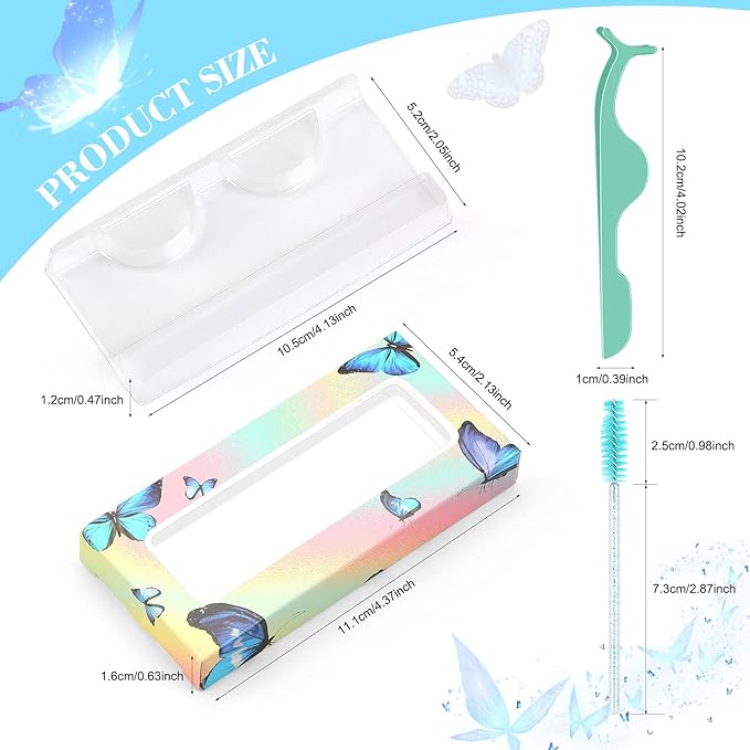 175 Pieces Lash Packaging Wholesale, Include 30 Empty Eyelashes Packaging Box, 30 False Lash Trays, 15 Eyelash Tweezers and 100 Eyelash Brush Mascara Wands Disposable (Green)