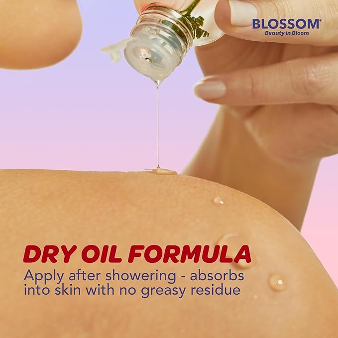 Blossom Dry Body Oil, Scented Body Oils for Women Moisturizing and Hydrating Skincare, Dry Oil for Body Infused with Real Flowers, 2 fl. oz/60ml, Red, Coconut