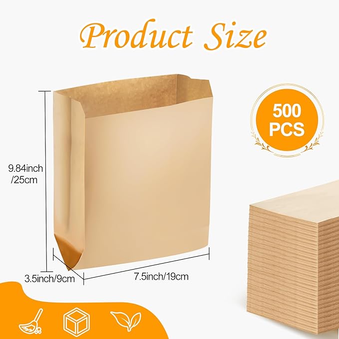 500 Pcs Waxed Sanitary Napkin Disposal Bags - Feminine Hygiene Liner Paper Bags 7.5'' x 10'' x 3.5'' Wax Lined for Bathroom, Commercial, Personal Restroom, Janitorial Dispenser