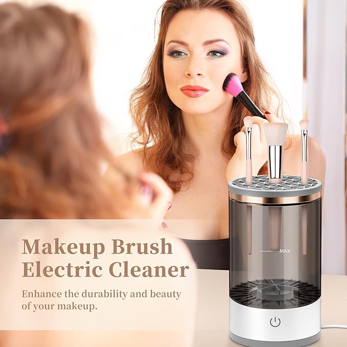 Electric Makeup Brush Cleaner, Quick Efficient Machine for Deep Cleaning All Types of Brushes, Portable Compact Design for Travel Home Use, for Makeup Lovers & Professionals - Red