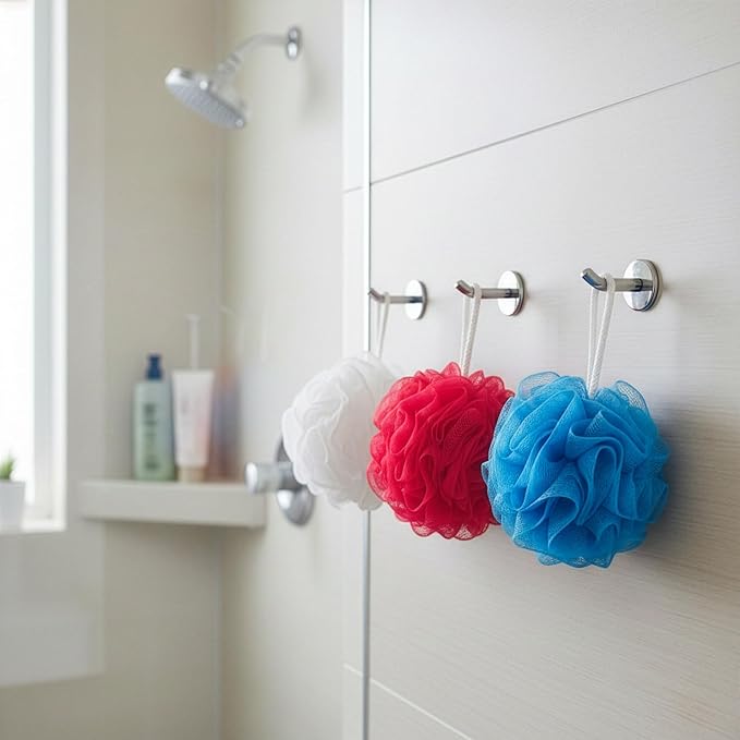 DecorRack 3 Pack Loofah Sponges, Gentle Body Scrubber for Body Wash, Shower Gel, Durable and Exfoliating Mesh Loofahs (3 Pack)