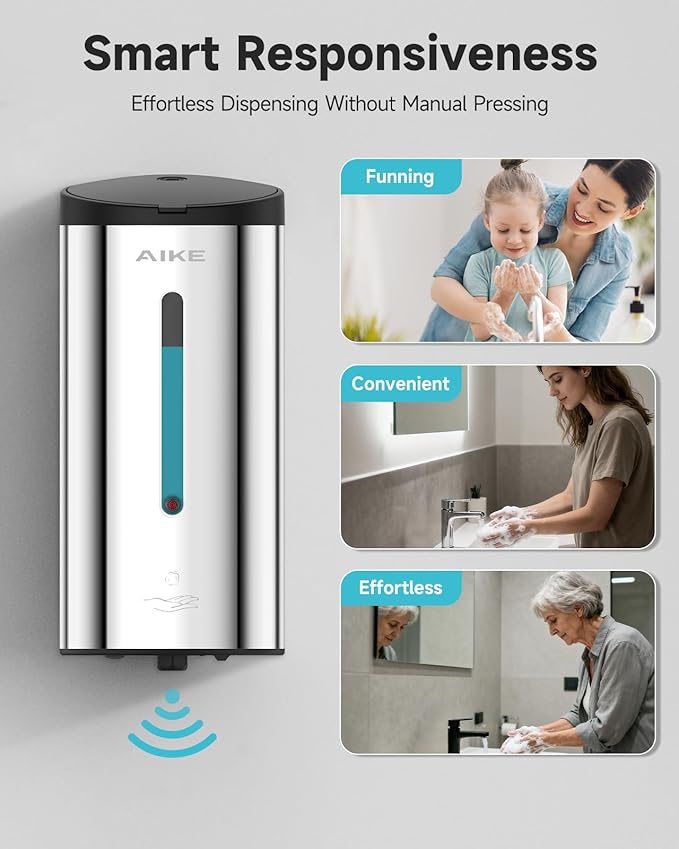 AIKE Wall Mount Automatic Foam Soap Dispenser 25 OZ Commercial Large Capacity Stainless Steel Model AK1205FA(Polished)