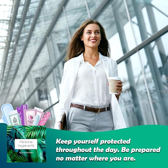 Menstrual Kit All-in-One 10 Pack | Convenience on The Go | Period Kit Pack for Travelling, Tweens & Teenager | Individually Wrapped Feminine Hygiene Product (Green Ferns)