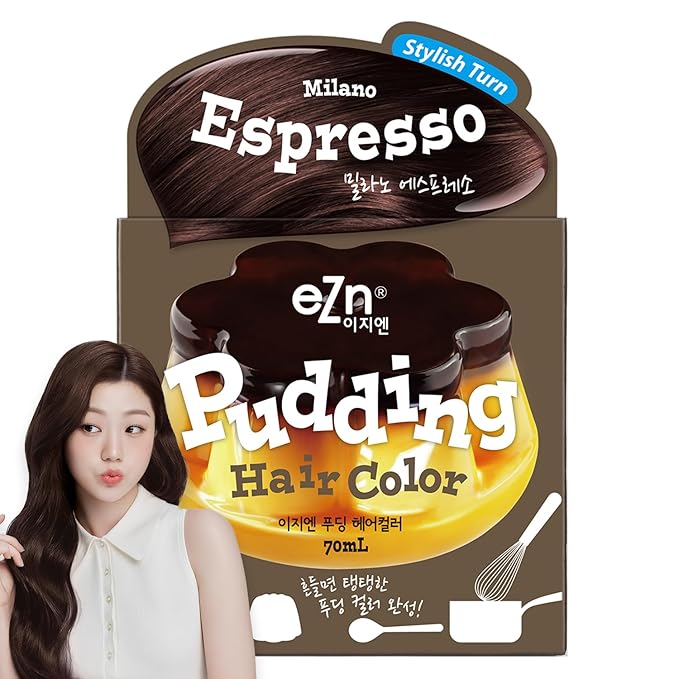 eZn Pudding Hair Dye for Sensitive Scalps – (Milano Essopresso) | No-Drip, Ammonia-Free, Long-Lasting Semi-Permanent Hair Color with Keratin for Gentle Gray Coverage at Home