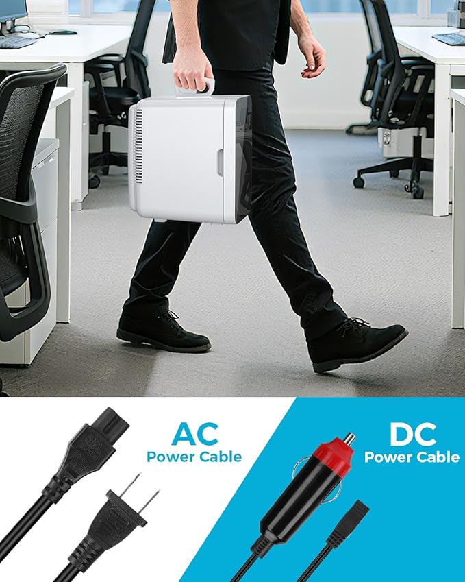 Compact Mini Fridge, Portable Small Refrigerator with AC/DC Adapters, 10 Liter / 2.6 Gal Small Cosmetics Cooler for Beverage, Food, Skincare, Bedroom, Office and Car, White