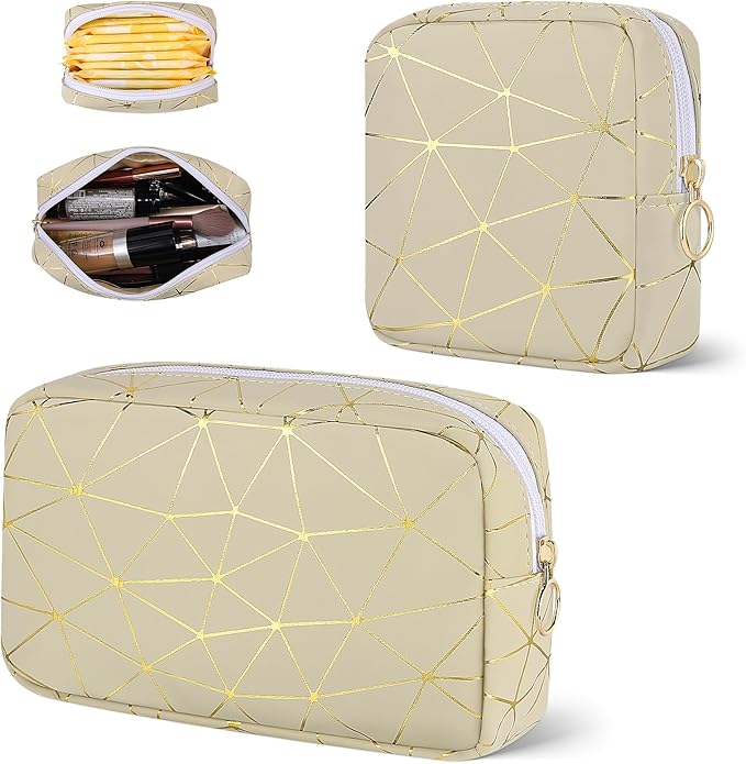 Period Bag for Teen Girls, Leather Sanitary Napkin Storage Bag, Portable Menstrual Pad Bag Period Pads Pouch, Small Make Up Bags