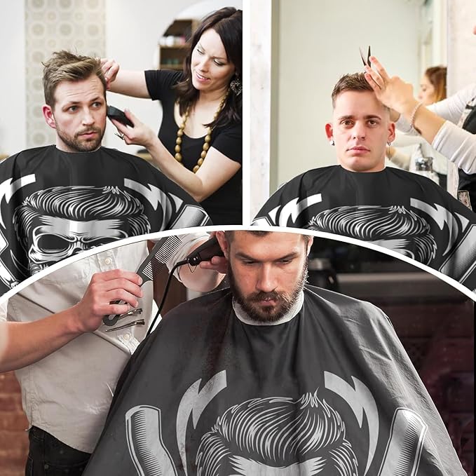 BESTBOMG® Professional Hair Cutting Cape with Neck Duster Brush, Large Size Salon Barber Cape for Men, Women and Kids with Hair Clippers Cleaning Brush