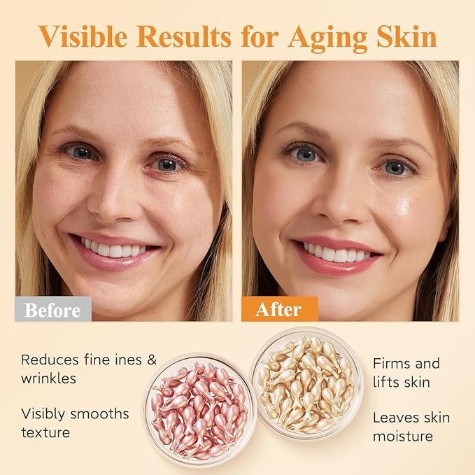 HKH Vitamin C & Retinol Serum for Face - Vit C Oil Capsules with Niacinamide Anti Aging Skincare - Vit A Night Serum Capsules for Women - Moisturise Smooth Fine Lines Even Tone Firming Skin (38+38 ct)