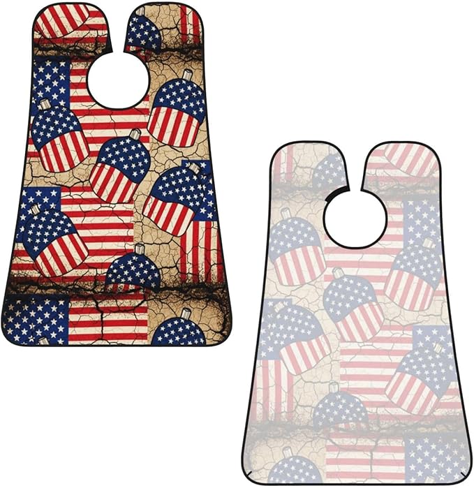 No-Slip Shaving Bib, Beard Grooming Apron with Strong Suction Cups, Grunge USA Flag
