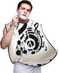 Music Note Print Beard Bib Apron For Men, Beard Hair Catcher For Men Shaving Trimming,Beard Cape Cloth, Black