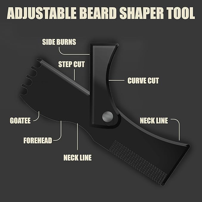 Beard Shaper Kit - Premium Lineup and Guide Tool for Precise Beard Shaping & Styling - With Beard Pencil