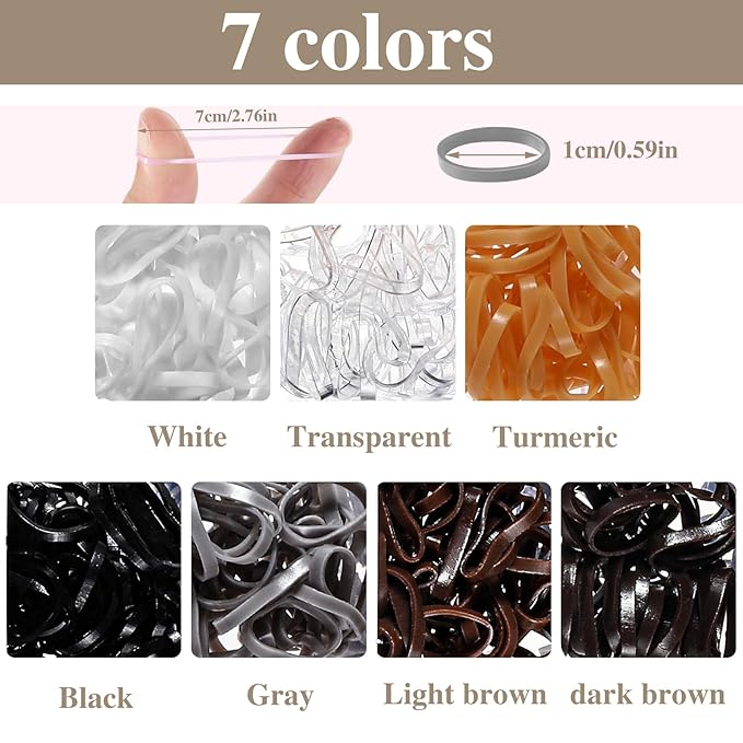 Neutral Colors Rubber Bands with Hair Styling Tools, 1500 Pcs Elastic Ties for Baby, Toddler Hair Accessories, Gift Stocking Stuffers for Girls Women