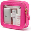 Popvibe Clear Makeup Bag Travel Cosmetic Case Transparent Toiletry Bag with Zipper, Portable Make Up Organizer Traveling Compact Car Bag for Essentials