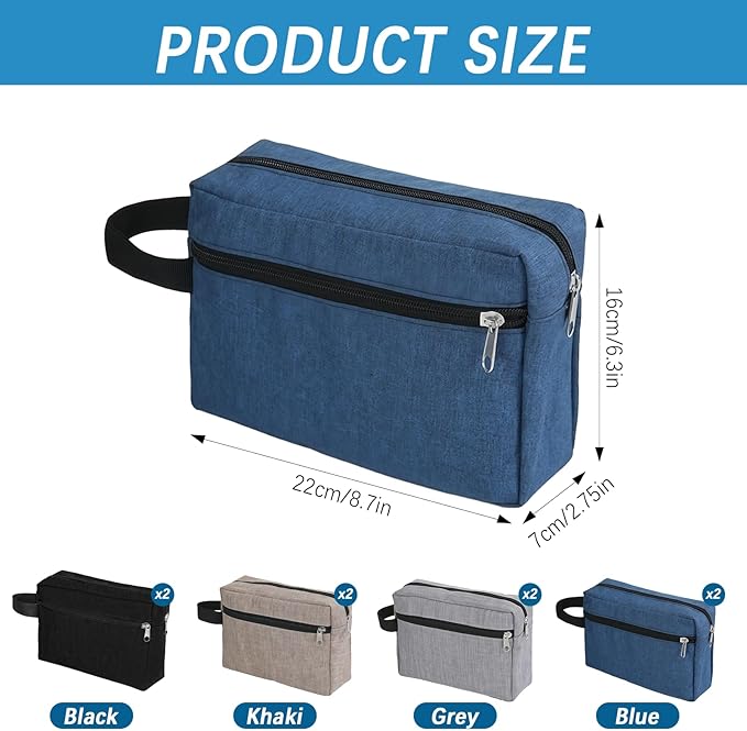 8 PCS Travel Toiletry Bag for Women and Men, Travel Pouch, Large Shaving Bag, Portable Grooming Bags, Foldable Storage Bags with Handle for Cosmetics Toiletries Tools, 4 Colors