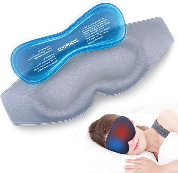 3D Cooling Sleep Mask Blackout Gel Eye Mask for Cold Hot Compress, Cooling Weighted Eye Mask for Sleeping, Zero Eye Pressure, Ice Cold Pack, Cold Compress for Puffy Eyes