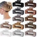 3.5 Inch Medium Hair Claw Clips 12 Pcs Square Claw for Thick and Thin Hair Rectangular Rectangle Hair Clips Jaw Clips Bulk Hair Accessories for women and Girls (Gold)