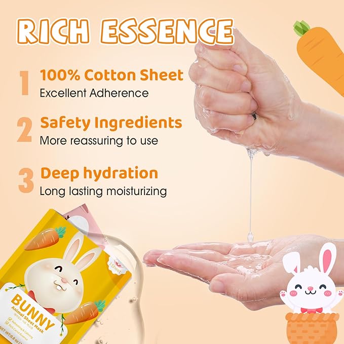 9 Pack Animal Face Masks Skincare for Kids, Bulk Sheet Hydrating Face Mask for Kids Skin Care, Collagen Face Mask for Teens Women, Easter Basket Stuffers, Spa Party Gifts for Teen Girls