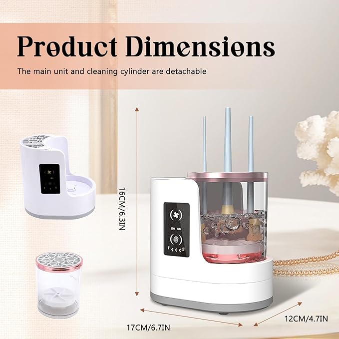 Electric Makeup Brush Cleaner Machine with Dryer and Holder, Automatic Makeup Brush Cleaning Machine, 3 IN 1 USB Cosmetic Beauty Makeup Brushes Tool Washer for All Size Makeup Brushes