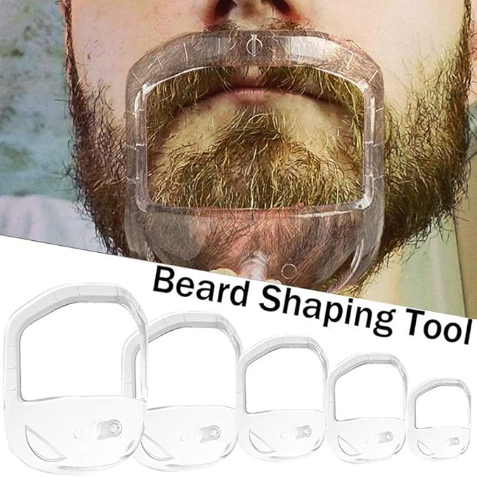 5pcs Personality Transparent Beard Shaper Styling Tool Different Sizes Facial Hair Trimming Guide Grooming Shaper Hair Lineup Tool