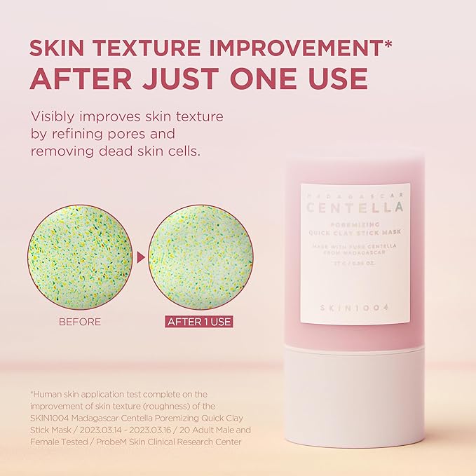 SKIN1004 Poremizing Quick Clay Stick Mask, Face Mask Skincare for Pore Minimizing, Facial Clay Mask with Centella, Pore Minimizer for Sebum Control, Pink Mud Mask, Korean Skin Care, 0.95 oz / 27g