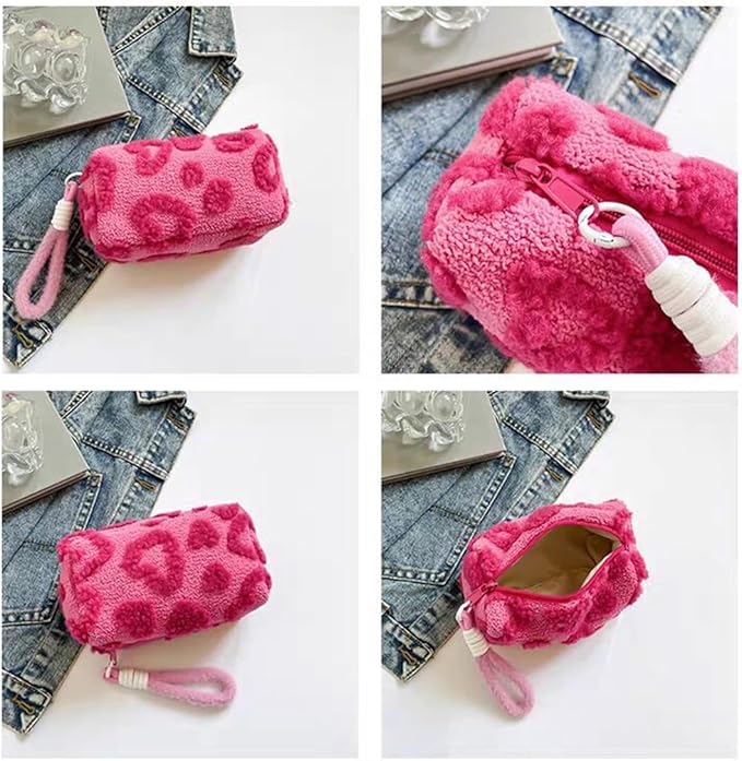 SxoSyo Makeup Bag for Women Cosmetic Bags Large Make up Brushes Pouch Travel Toiletry Purse Zipper Storage Organizer for Gifts (heart, rose pink)