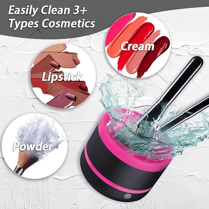 Pinkiou Makeup Brush Cleaner Machine, Electric Makeup Brush Cleaner IPX7 Waterproof USB Cosmetic Brush Cleaning Machine Suitable for All Size Beauty Makeup Brush Set